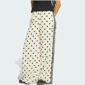 adidas Originals Cream and Black Polka Dot Wide Leg Pants